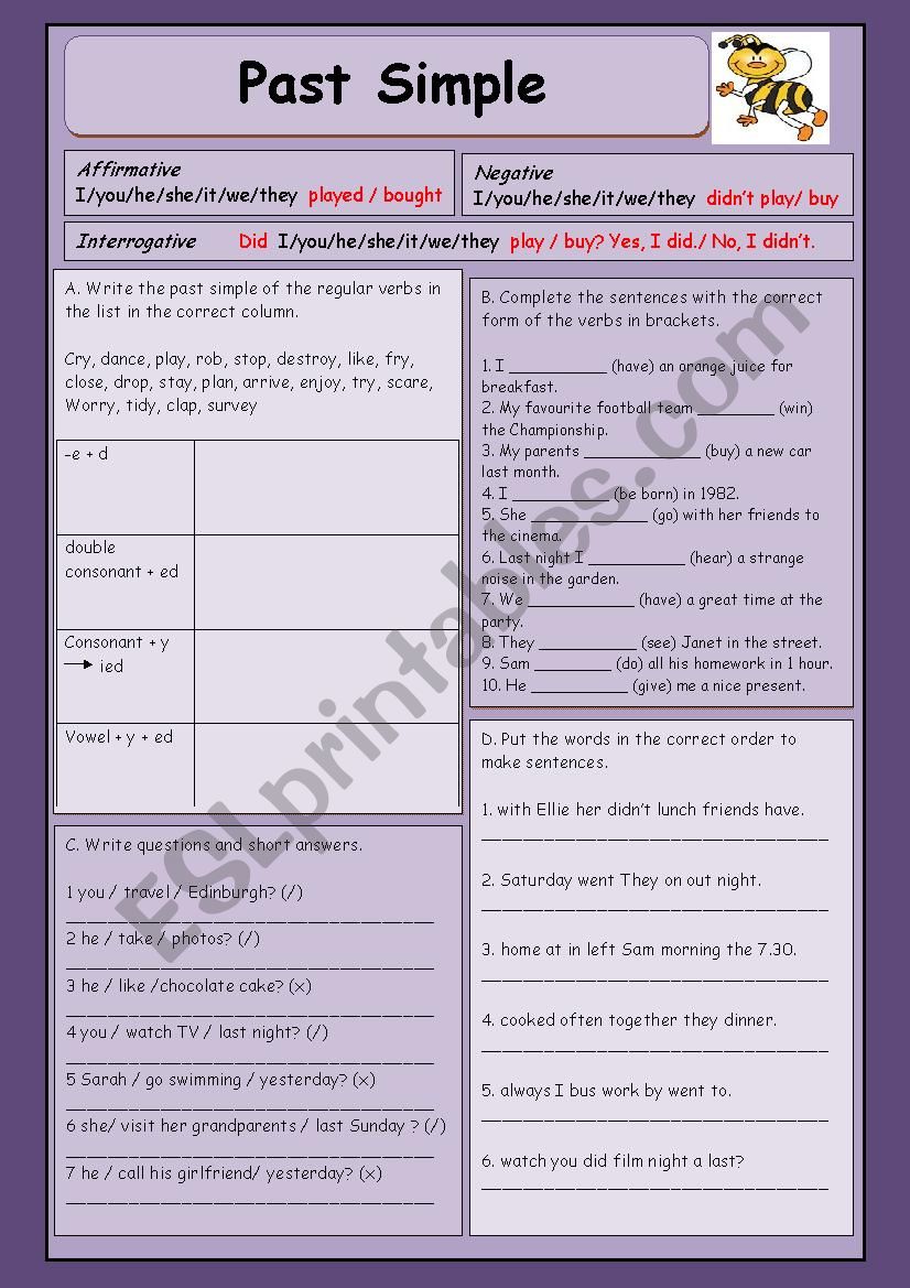 PAST SIMPLE + KEY worksheet