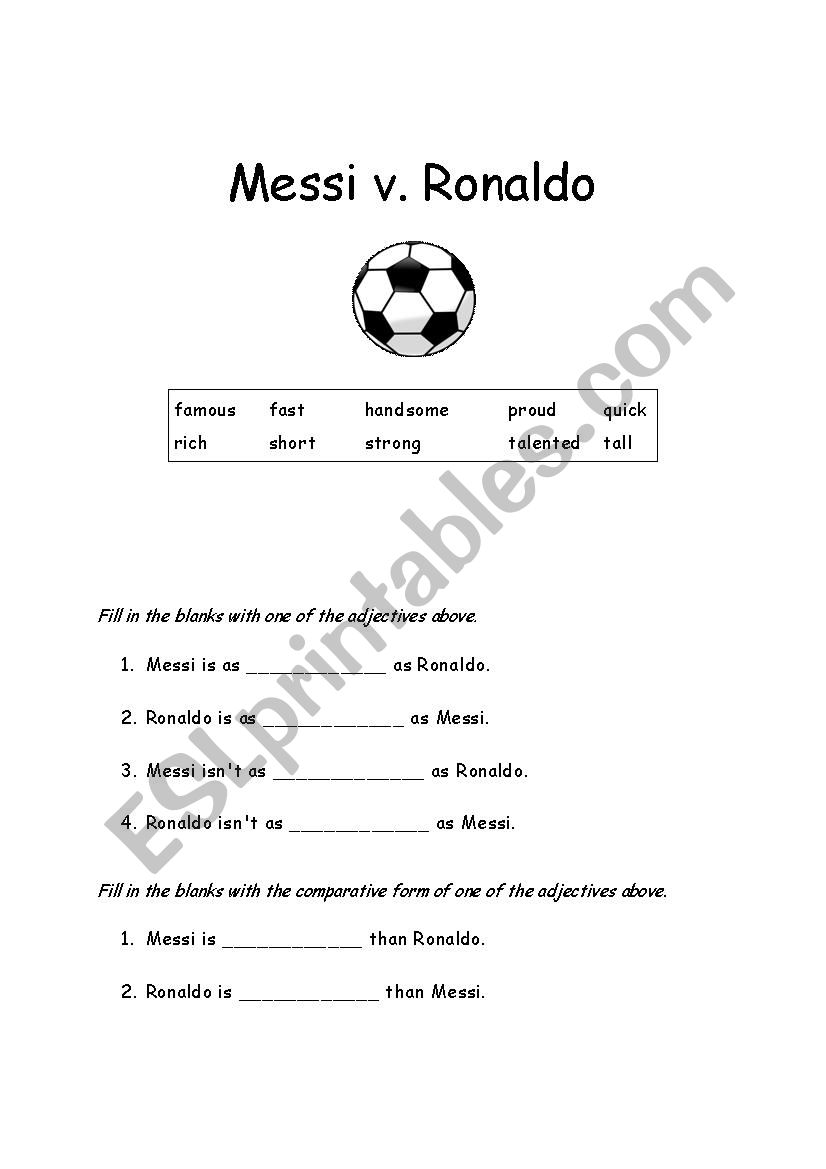 Comparative Adjectives: Messi v. Ronaldo