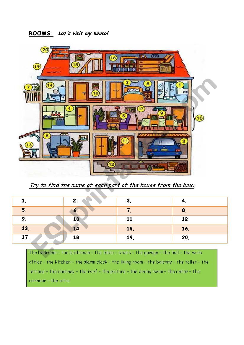 Visit my house worksheet