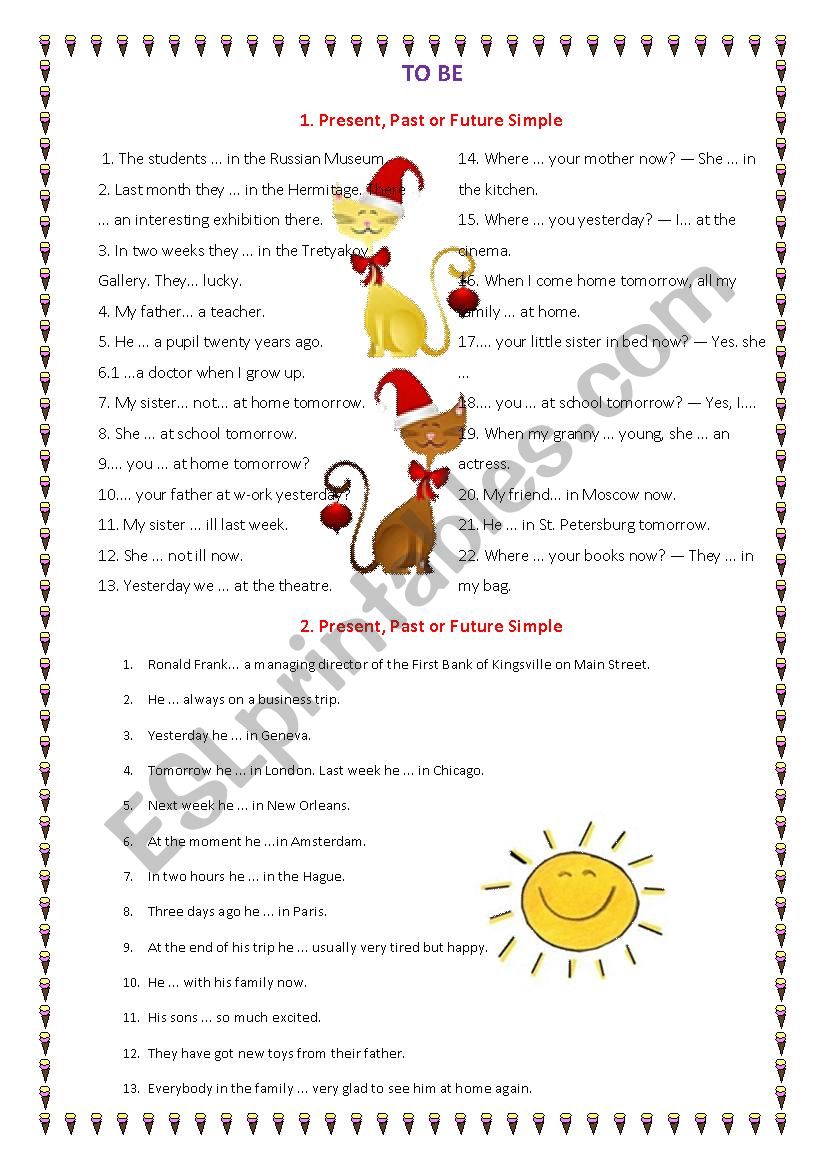 verb to be worksheet