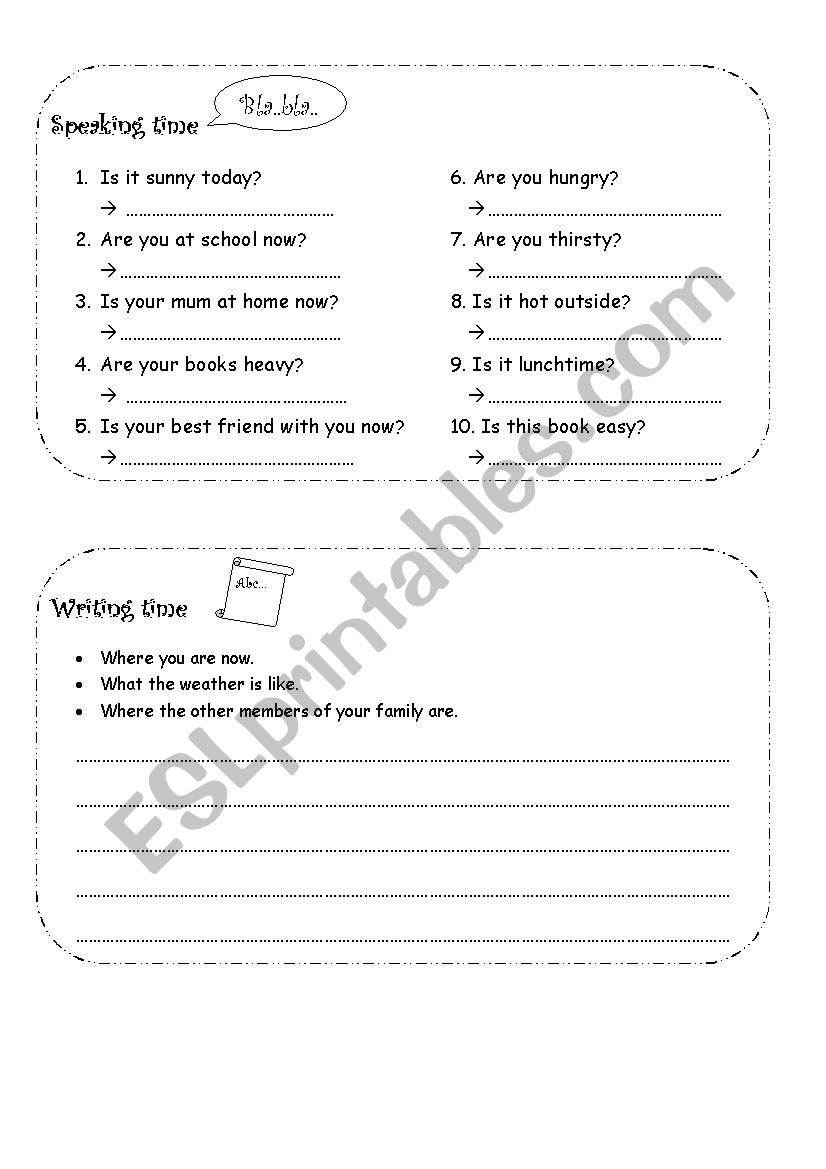 Speaking Worksheet worksheet