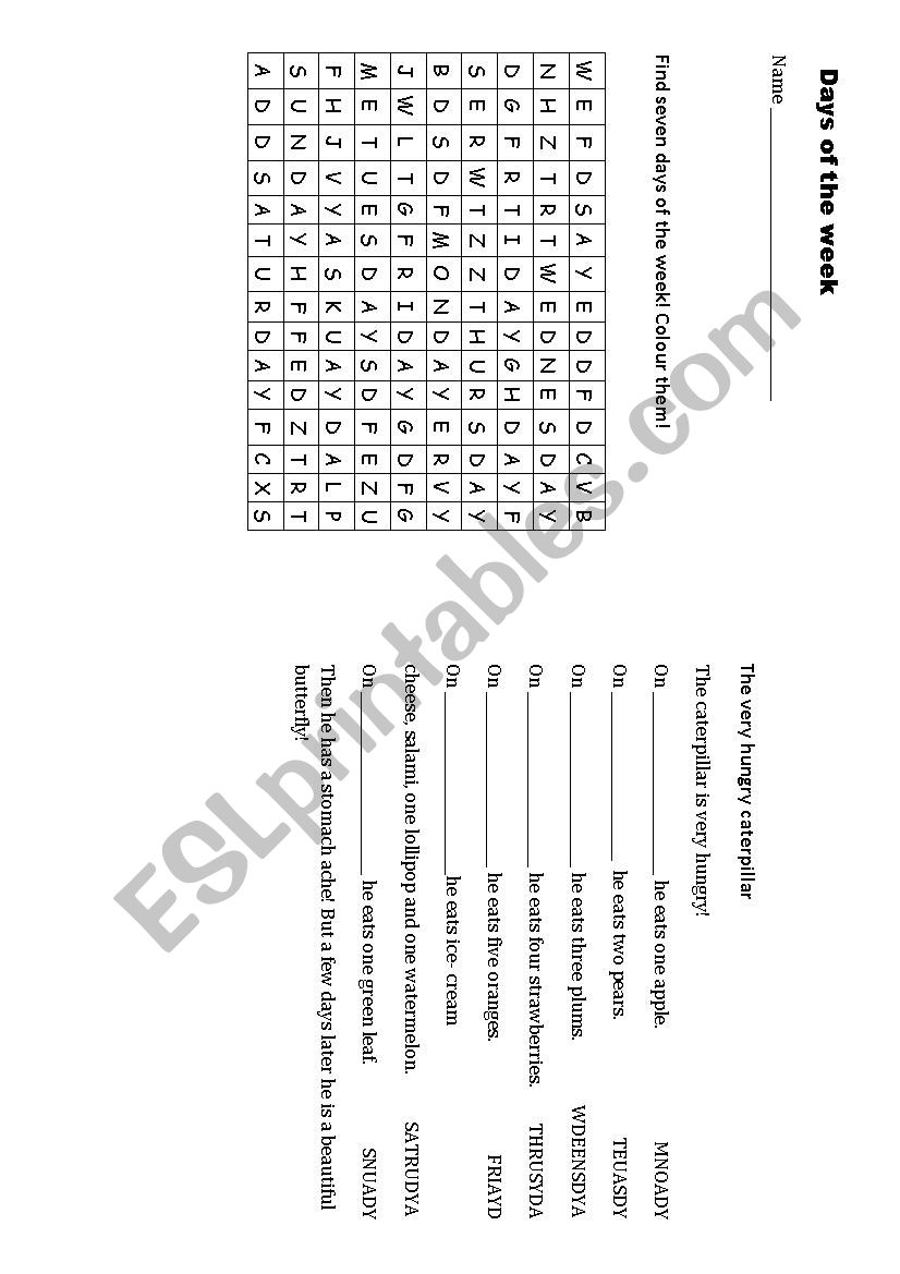 Days of the Week worksheet