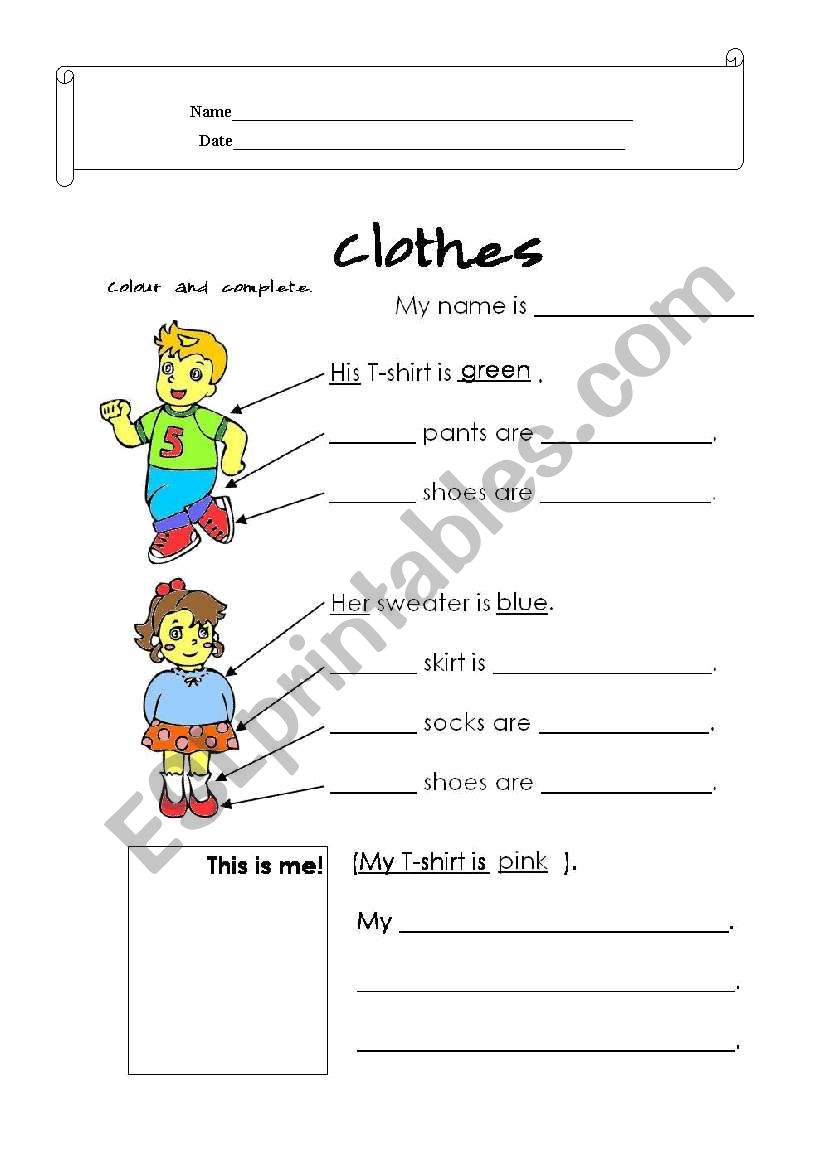 clothes worksheet