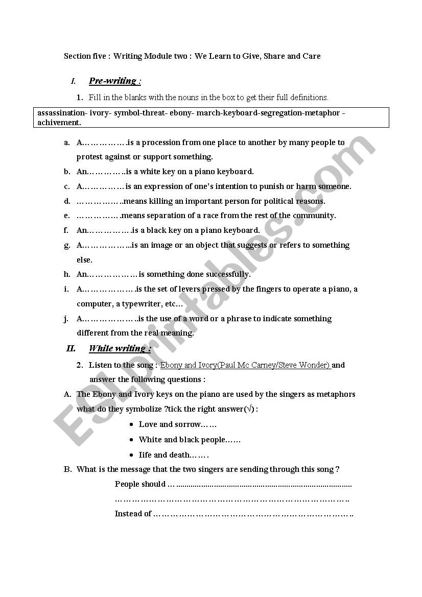 SECTION FIVE  worksheet