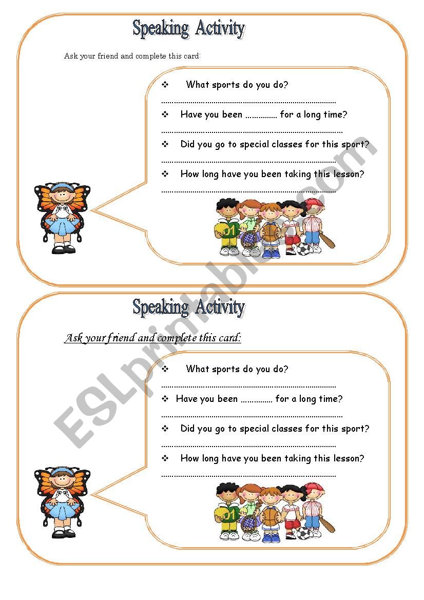 Speaking activity worksheet