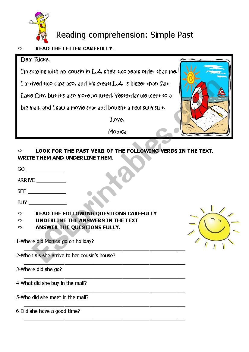 Simple Past short exercise worksheet