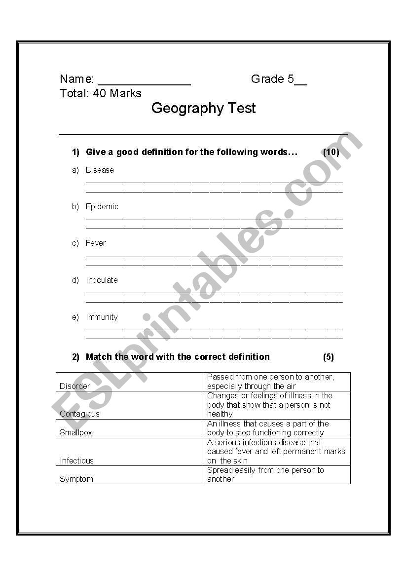 Disease Test worksheet