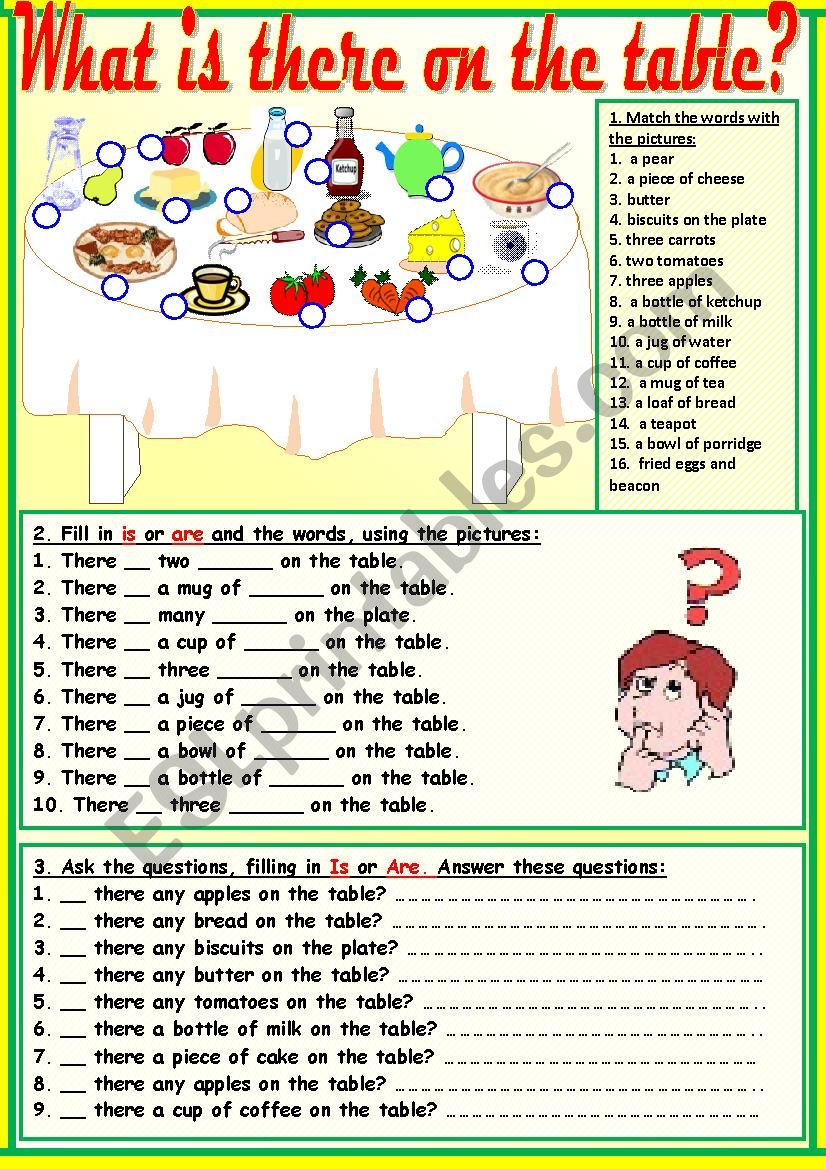 What is there on the table? worksheet