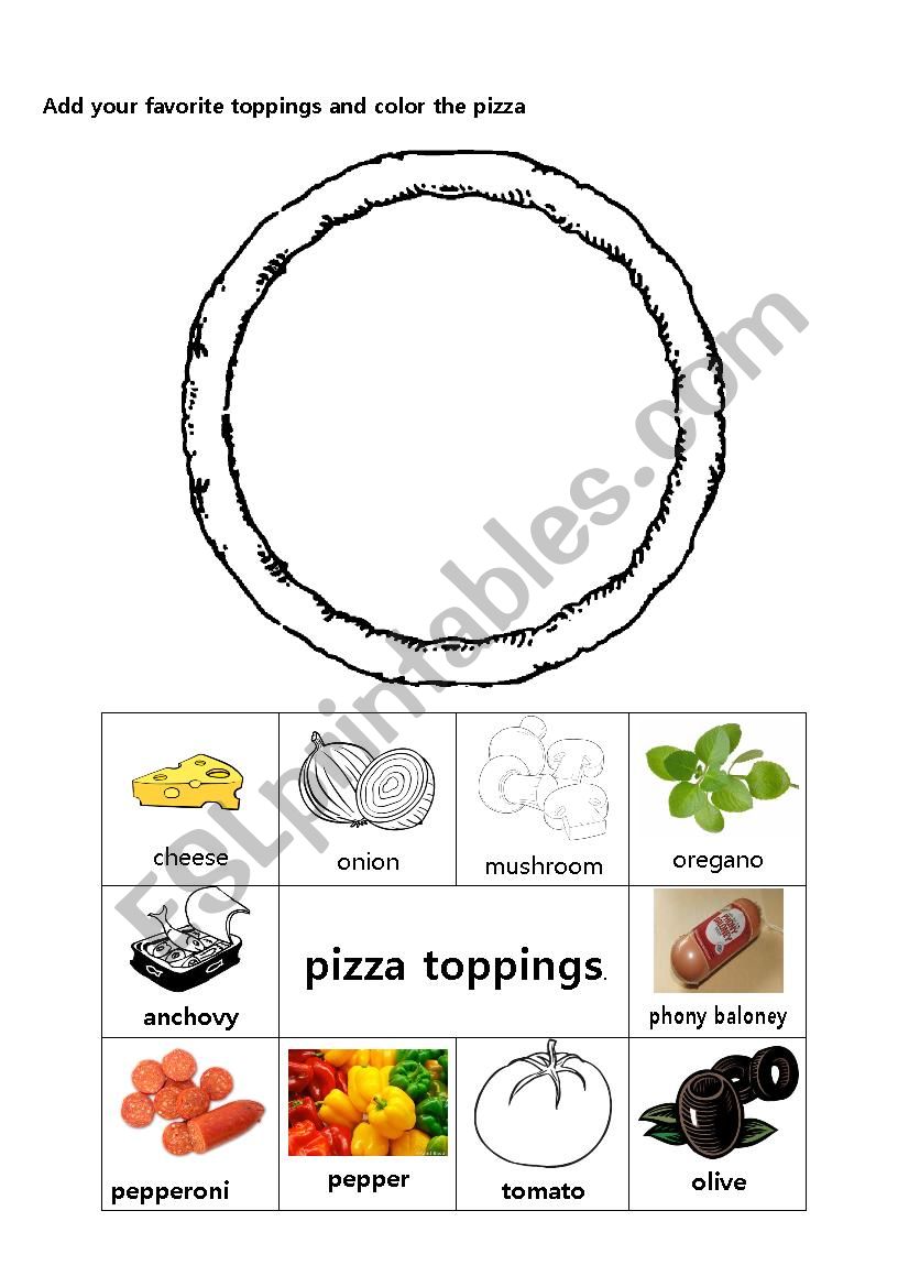 I am a pizza 2 worksheet