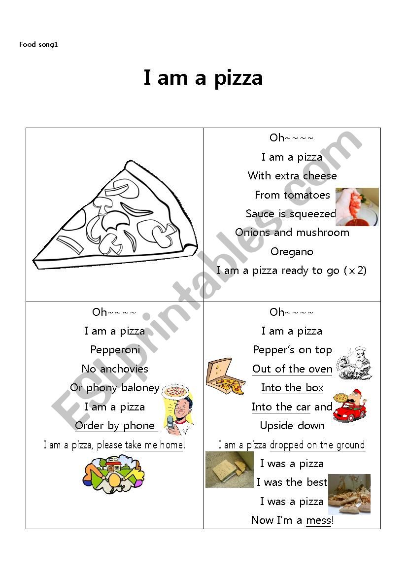 I am a pizza 1 worksheet