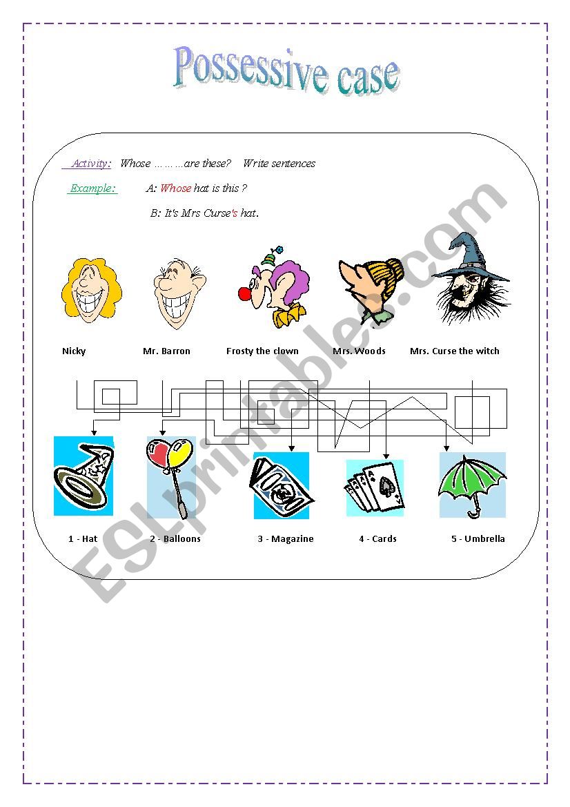 Possessive case worksheet