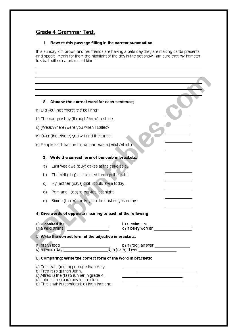 creepy crawly grammar worksheet