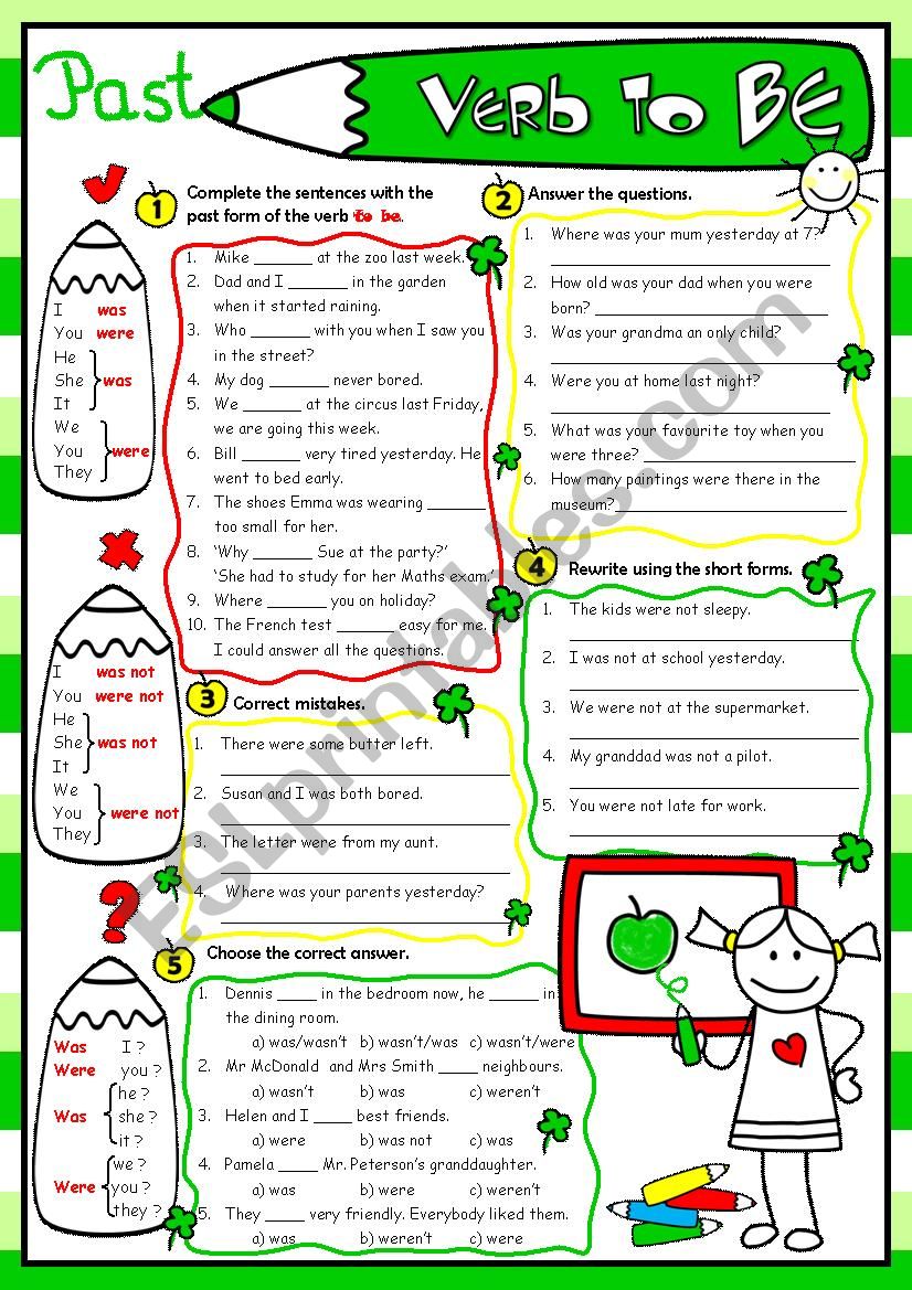 Verb To Be *in the past* worksheet