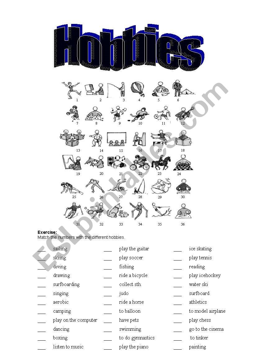 hobbies worksheet