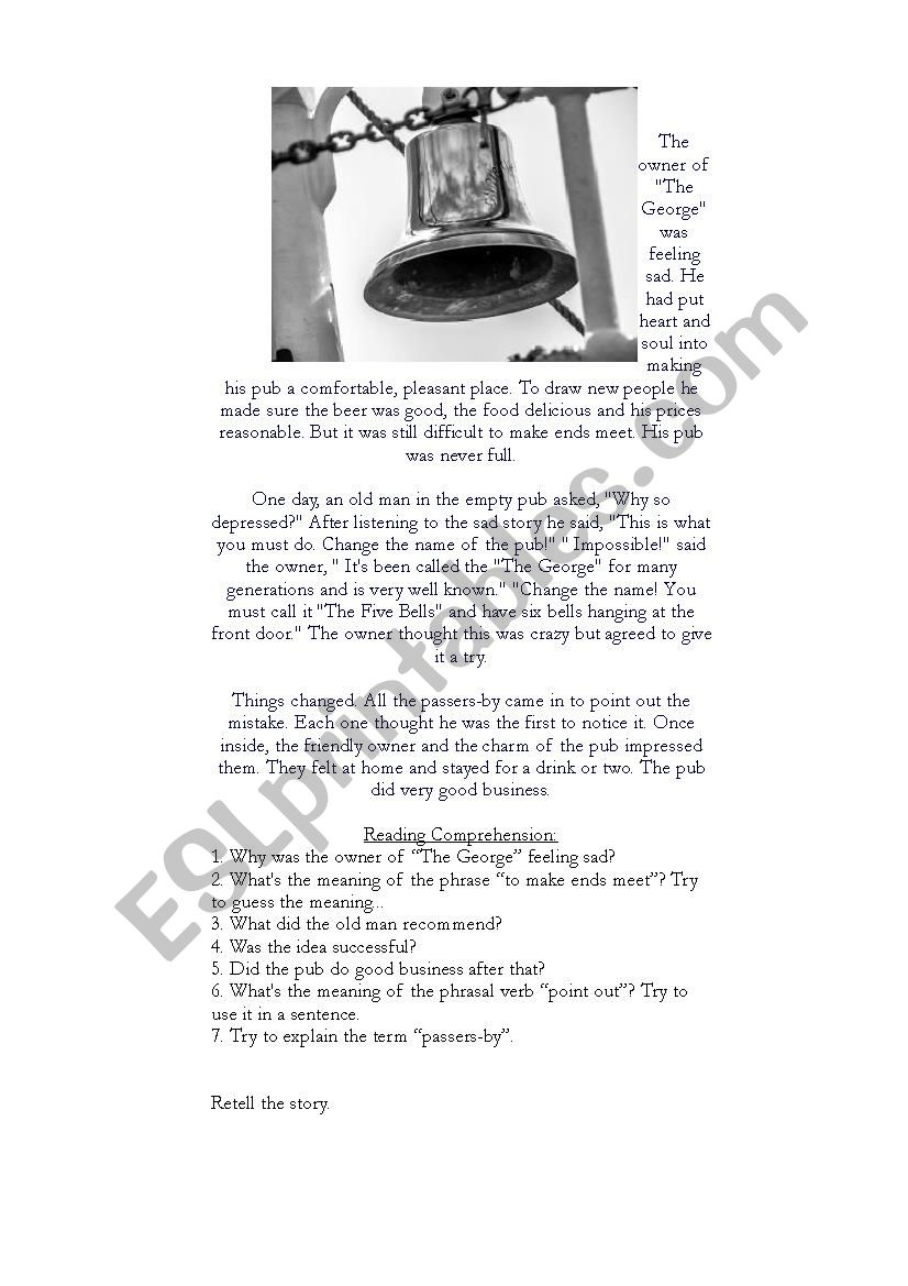 The Five Bells worksheet