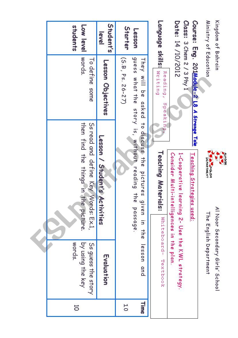 lesson worksheet