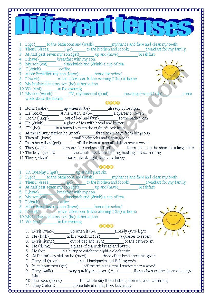 Mixed tenses worksheet