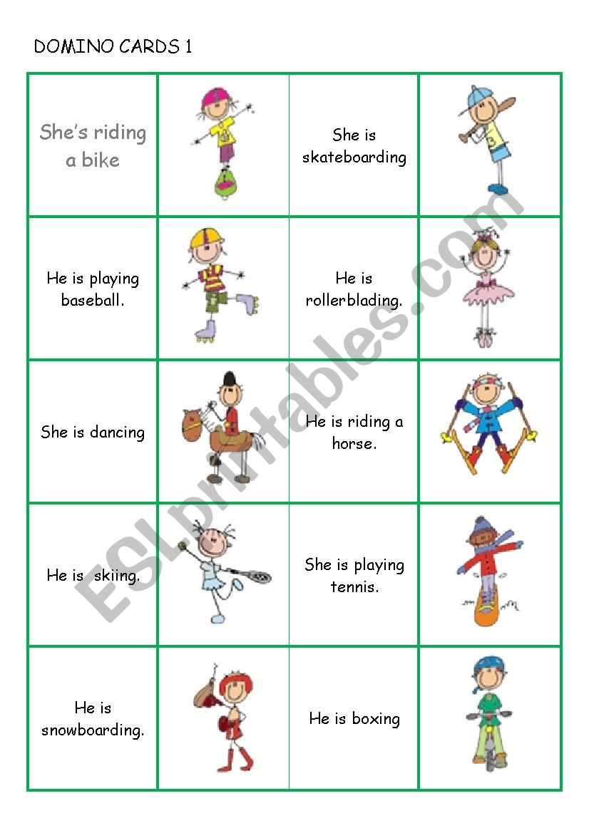 sports domino worksheet