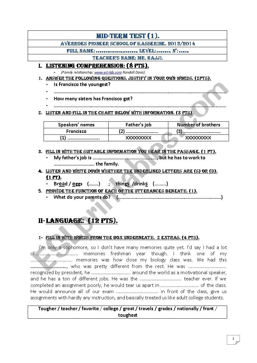 mid-term test number 3 worksheet