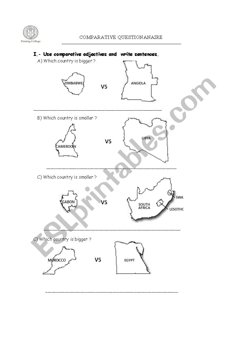 comparative adjectives worksheet