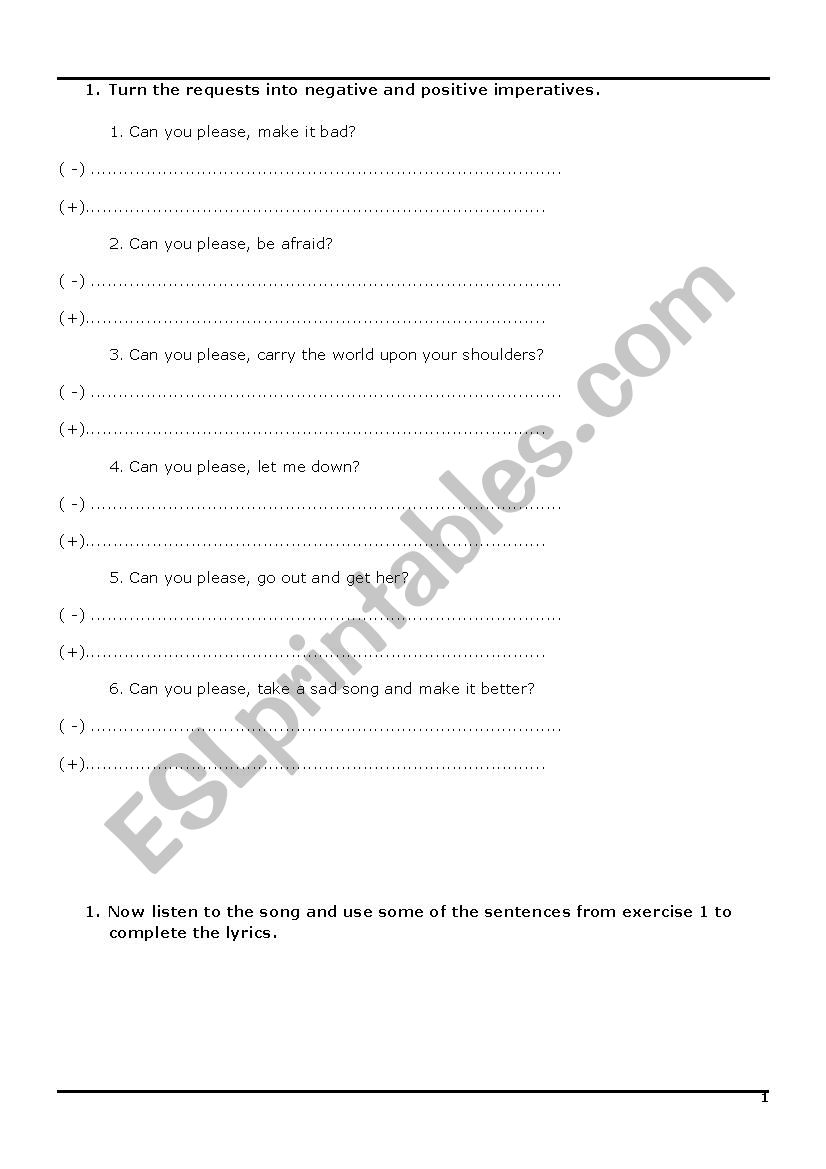 Beatles- Can + Imperatives worksheet