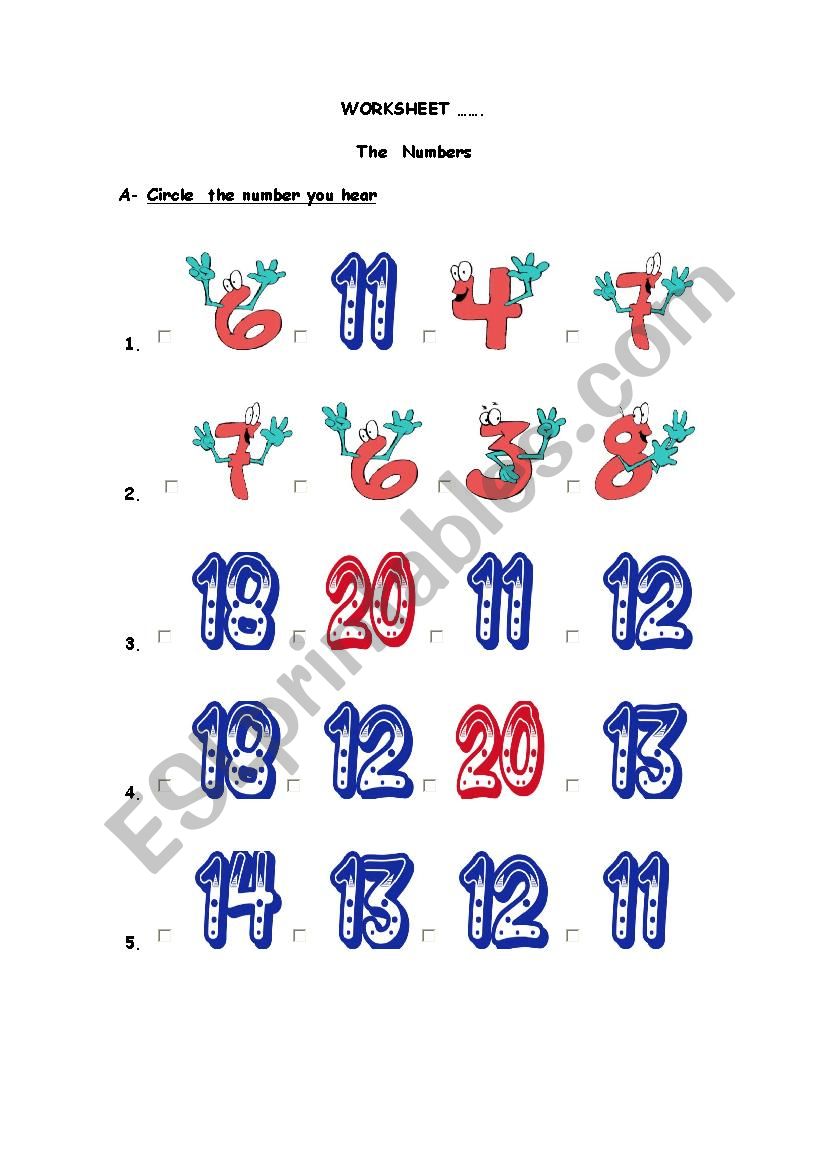 Numbers worksheet