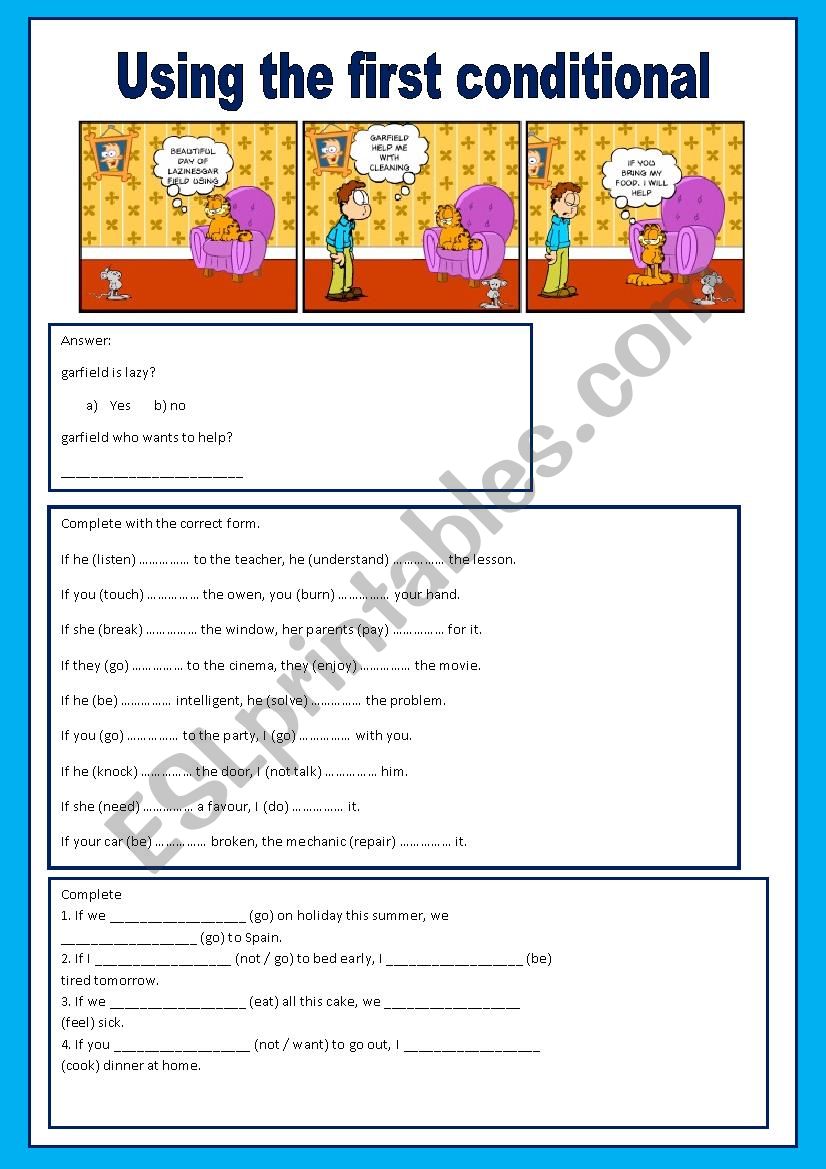 Exercies First conditional with garfield