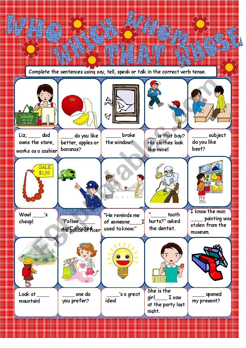 Relative Pronouns worksheet