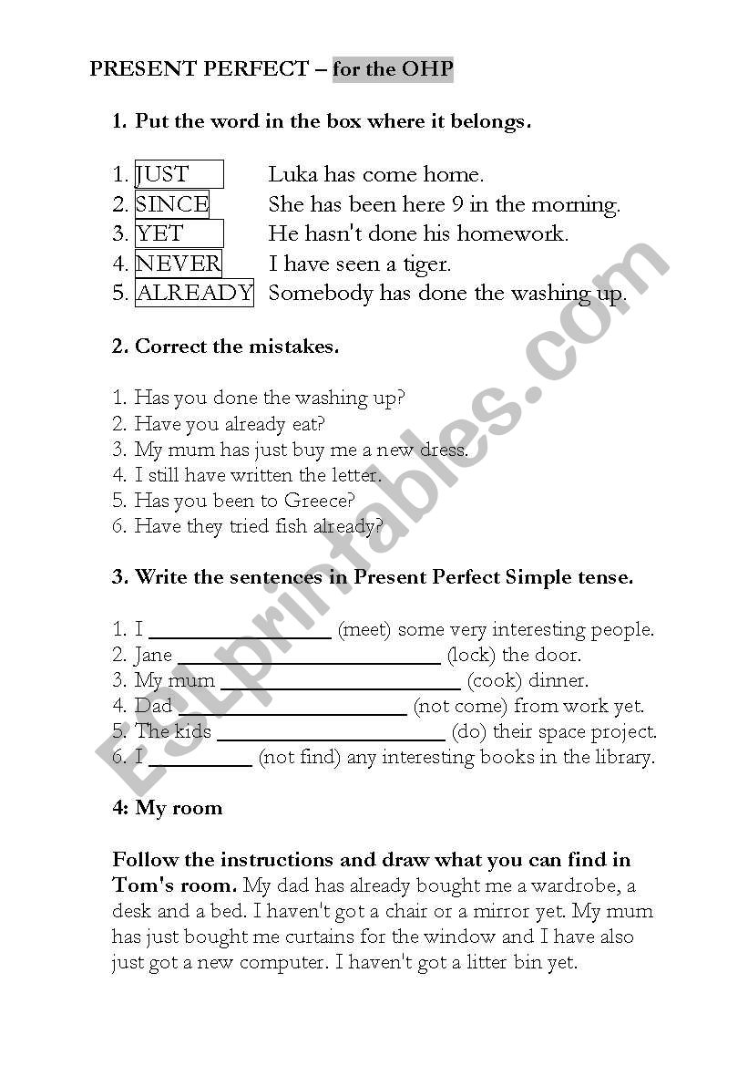 PRESENT PERFECT worksheet