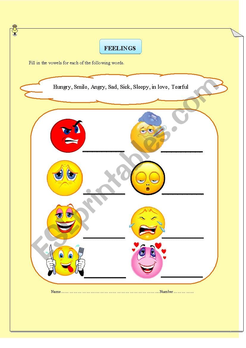 FEELINGS worksheet