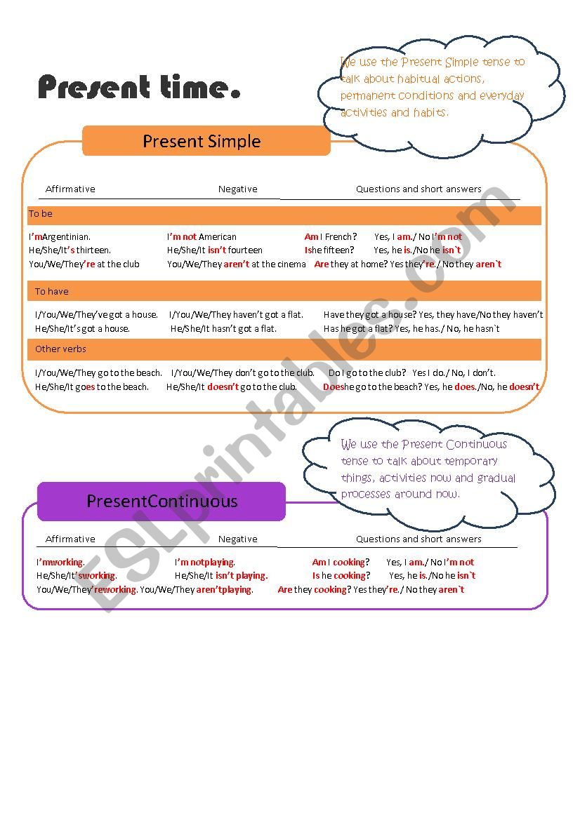 Present Time worksheet