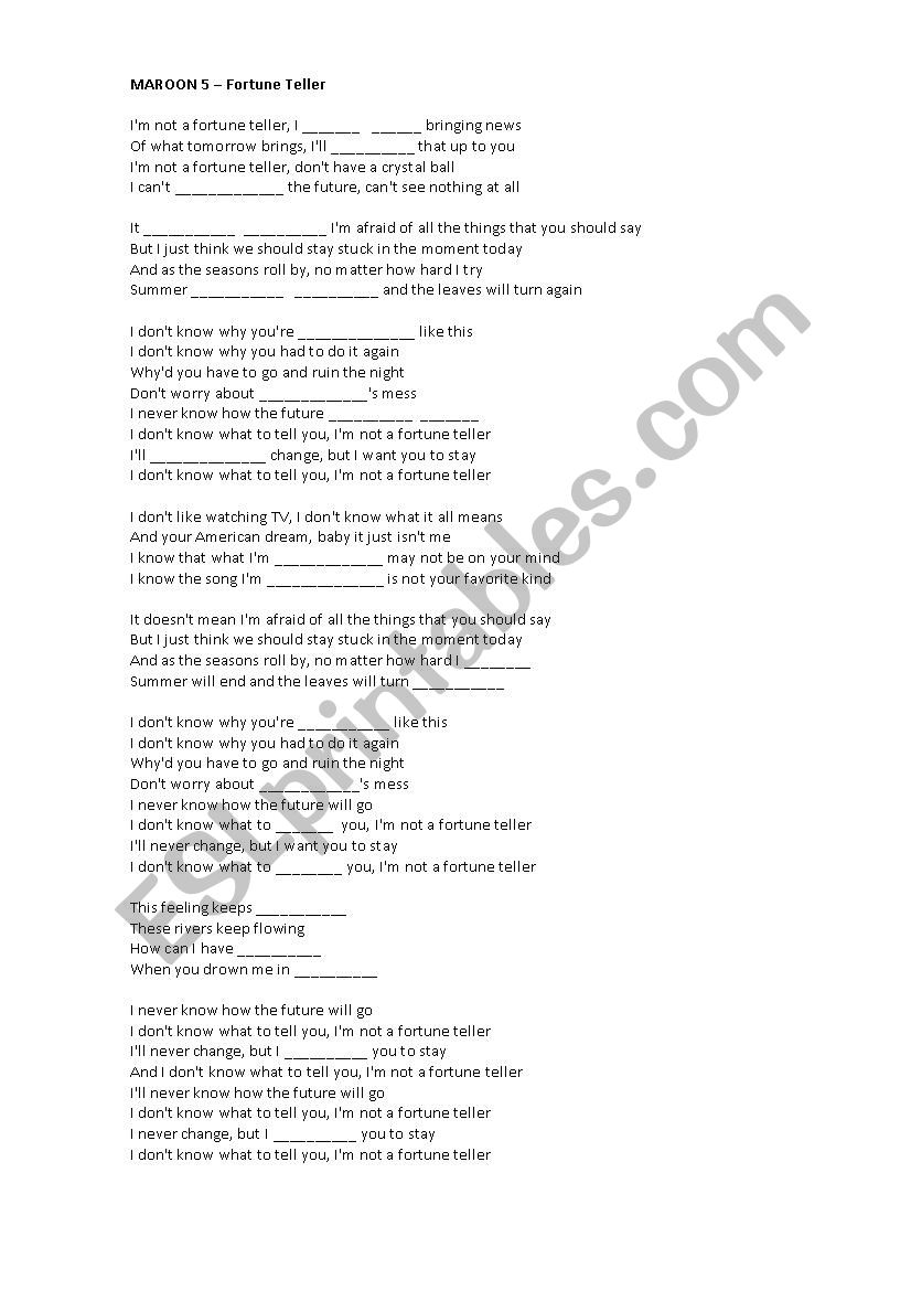 Maroon 5 - Fortune Teller (SONG)