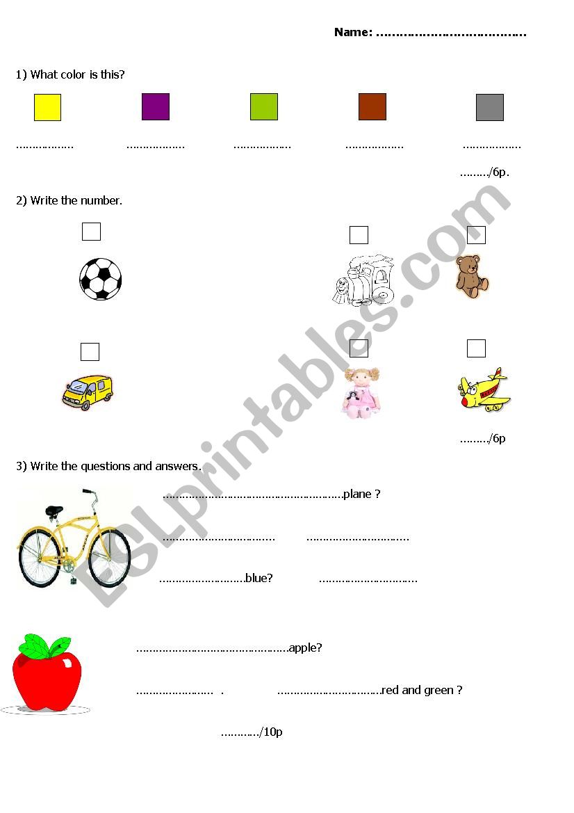 test worksheet