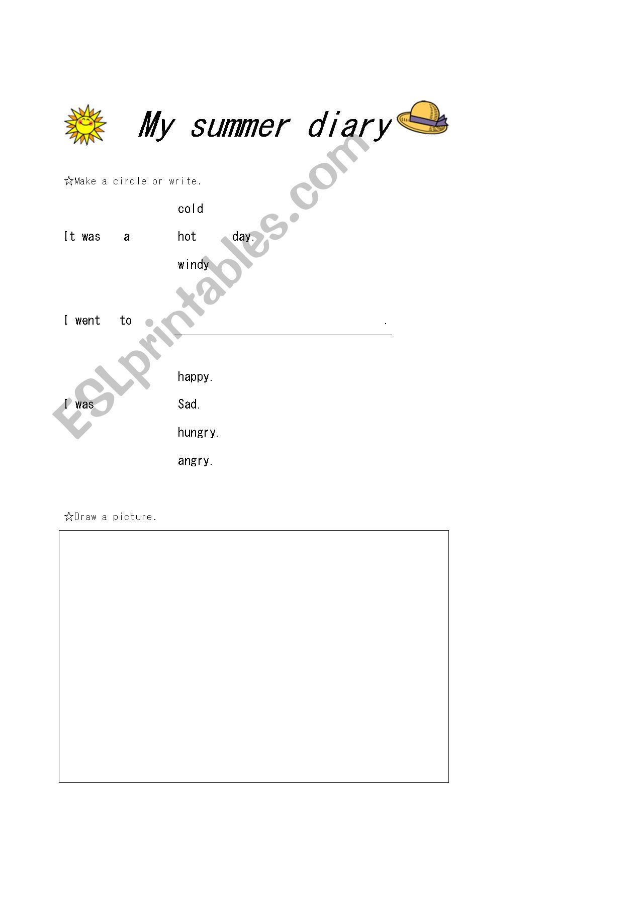 My summer diary worksheet