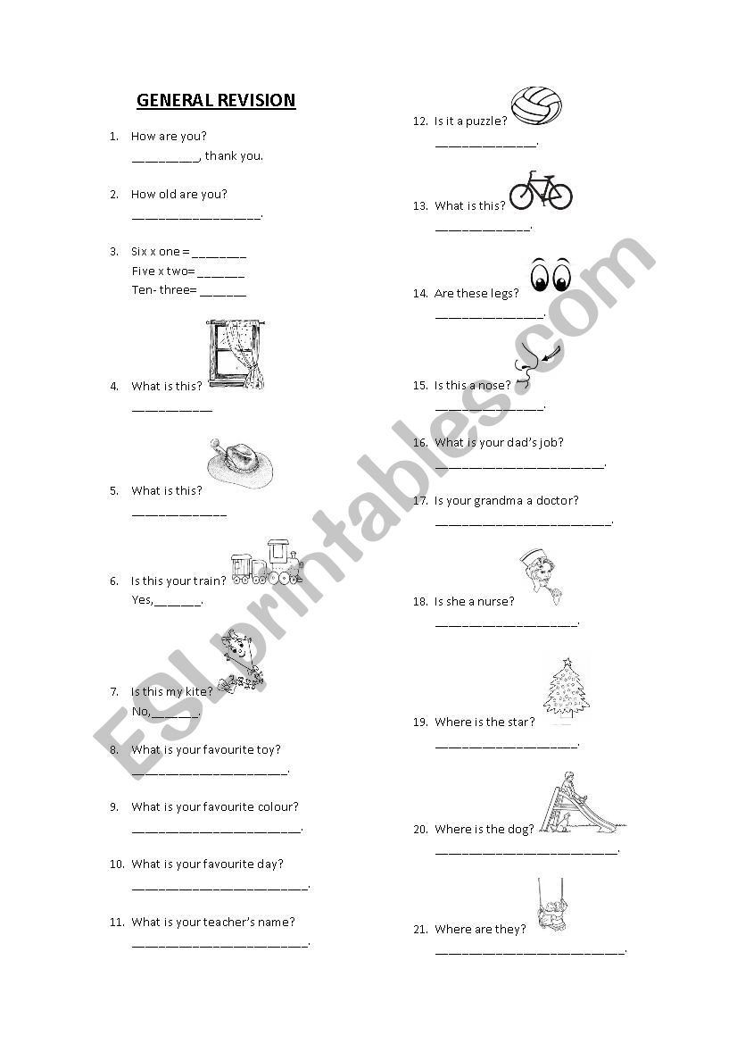 general revision worksheet