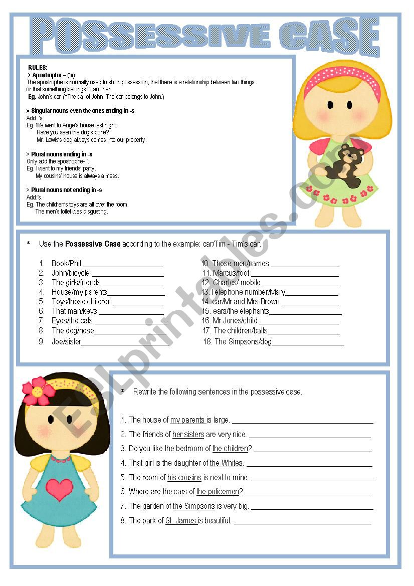 Possessive Case worksheet