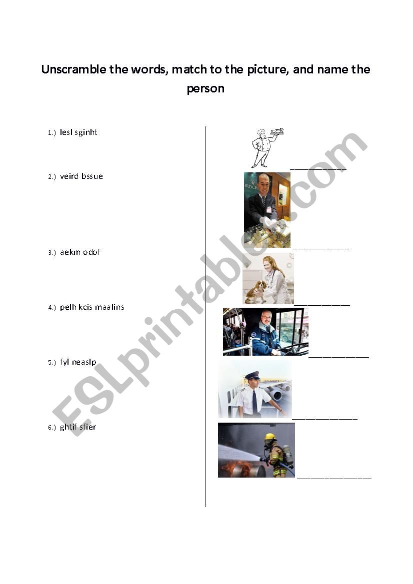 Occupations and Workplaces worksheet