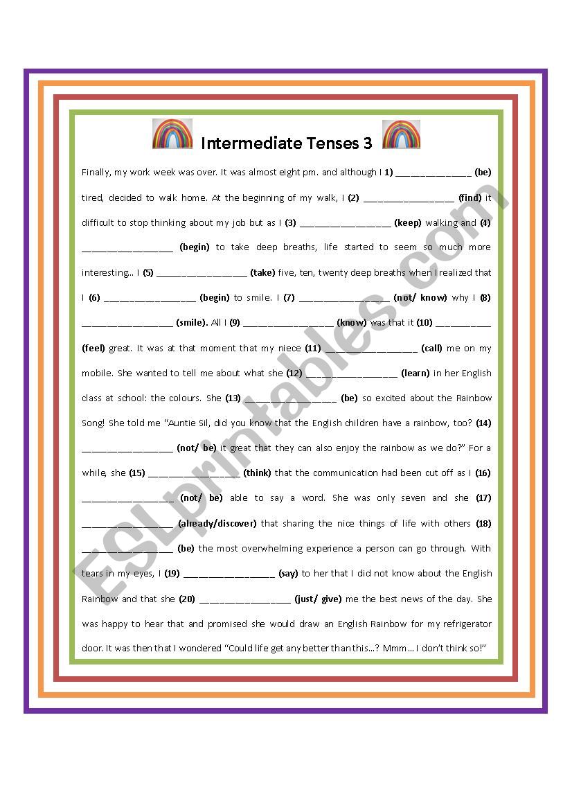 Intermediate Tenses 3 worksheet