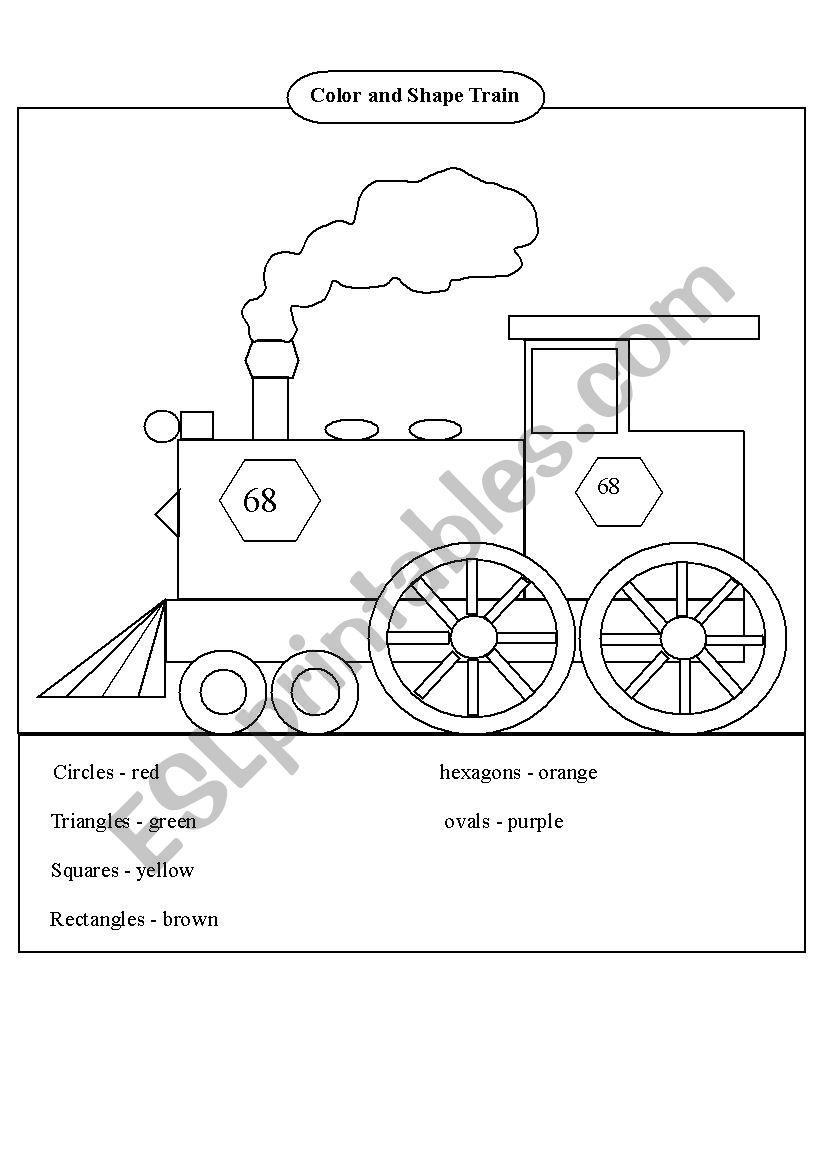 Shapes and colour Train worksheet