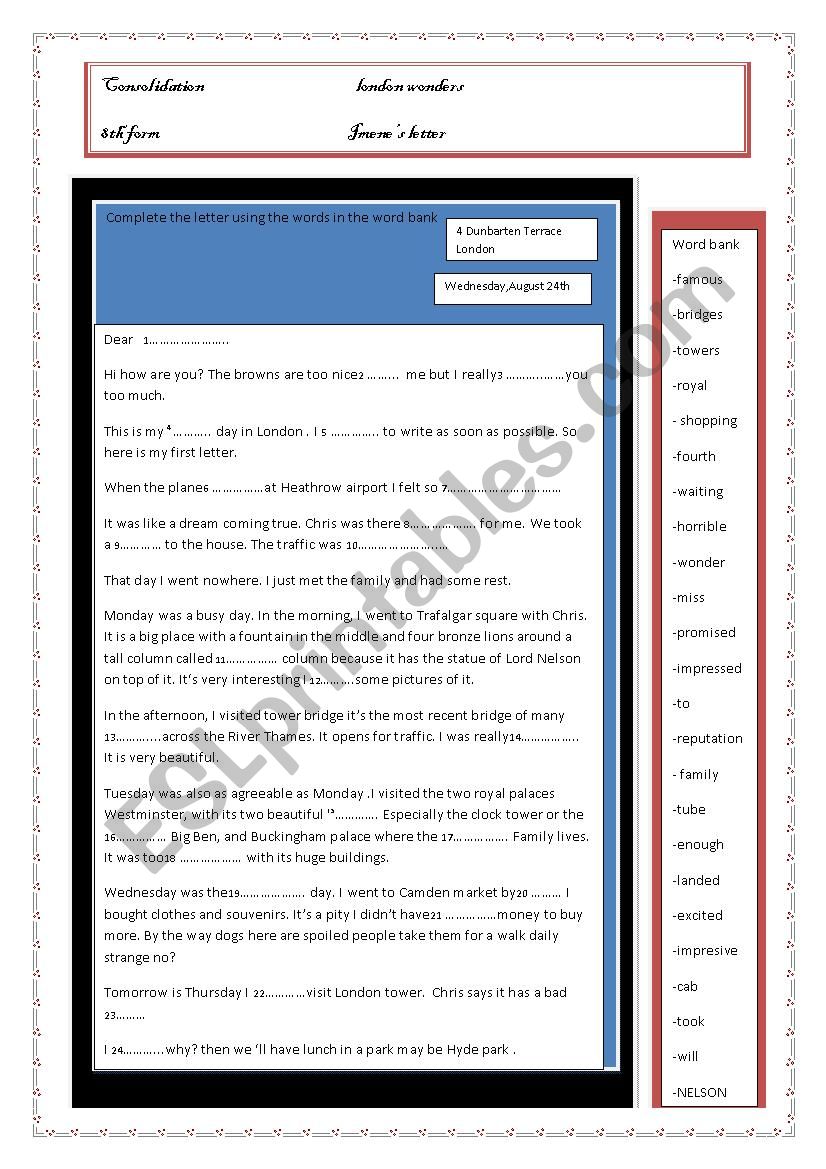 london wonders/ImeneÂ´s letter 