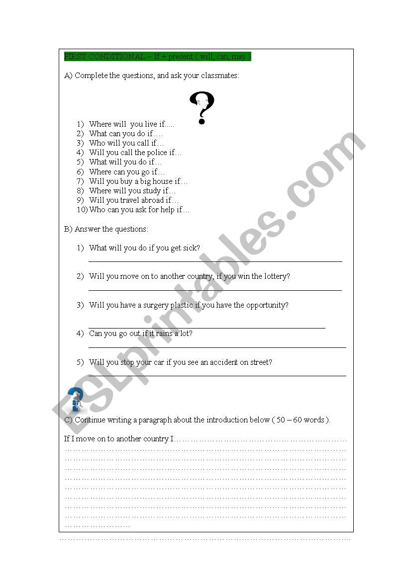 First Conditional worksheet