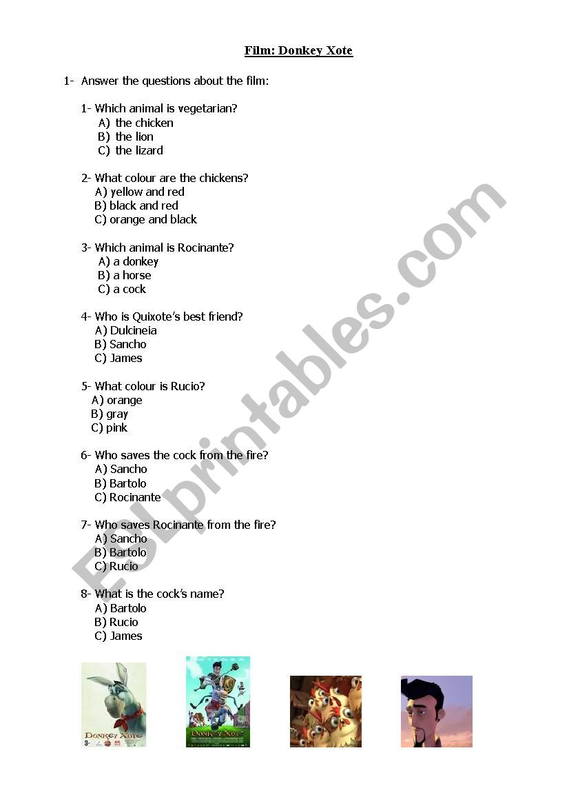 Film Donkey Xote worksheet
