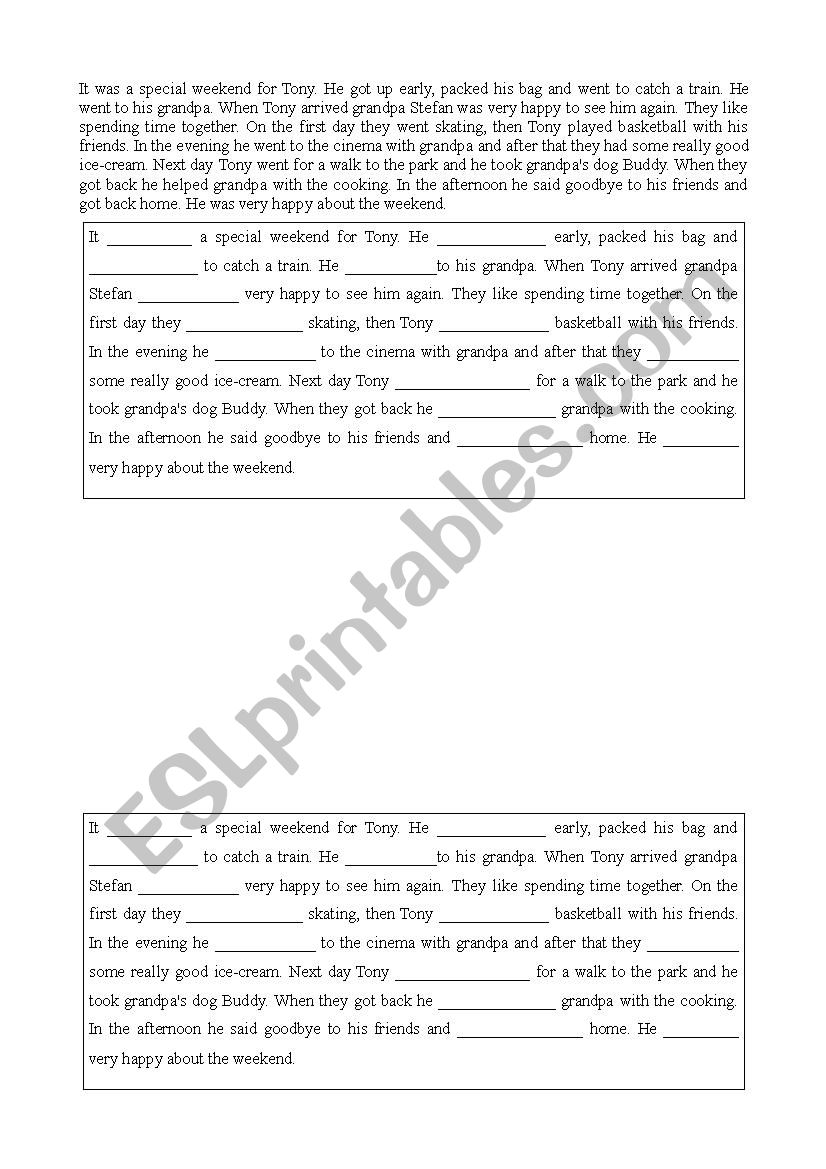 Past Simple dictation worksheet