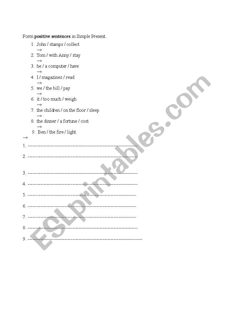 Present simple worksheet