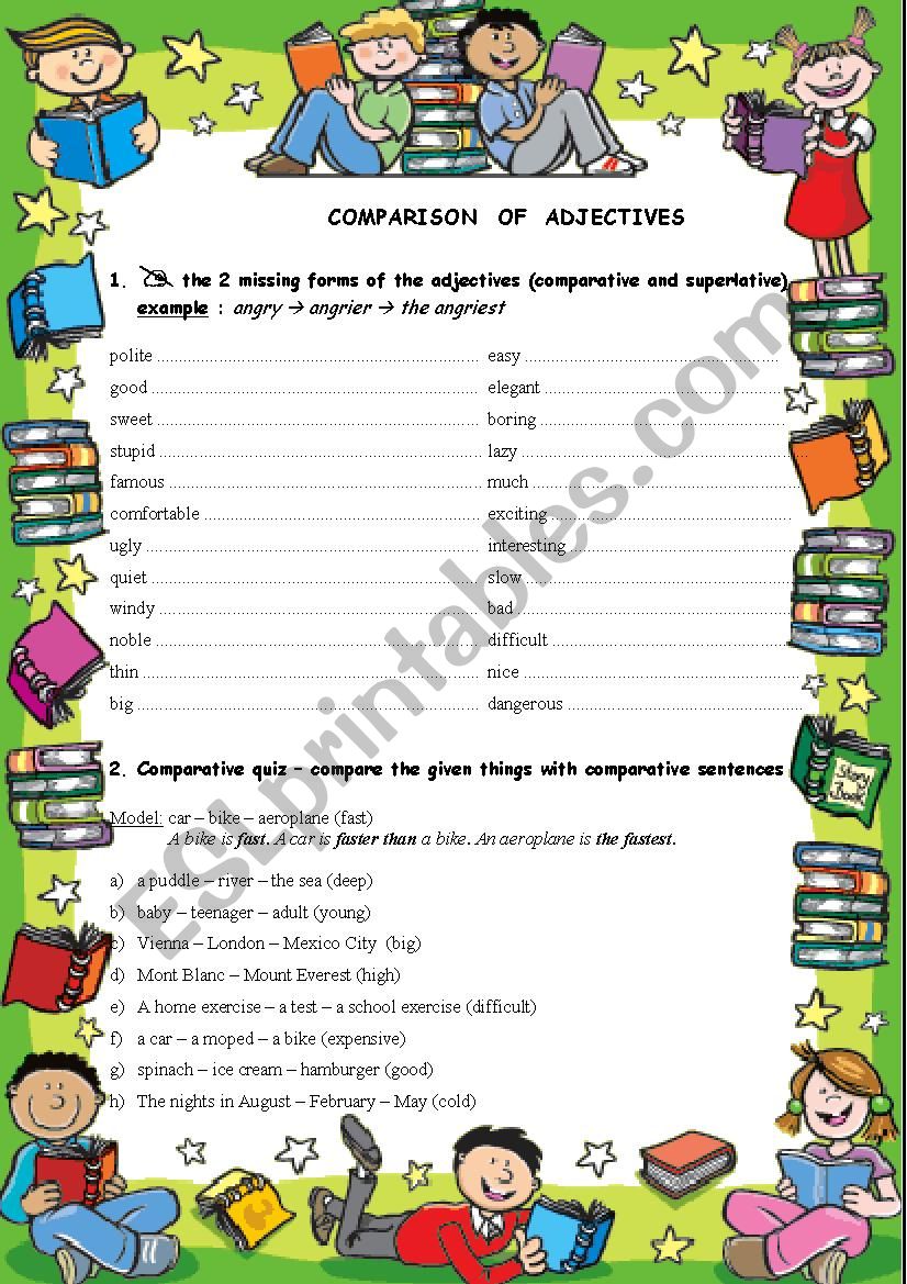 comparison of adjectives worksheet