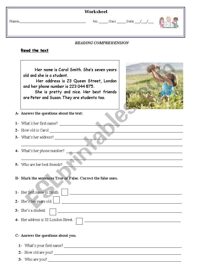 Personal identification worksheet