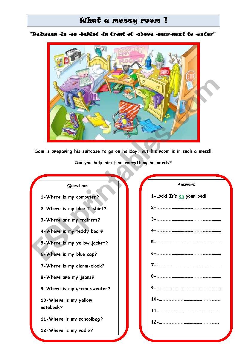 prepositions worksheet