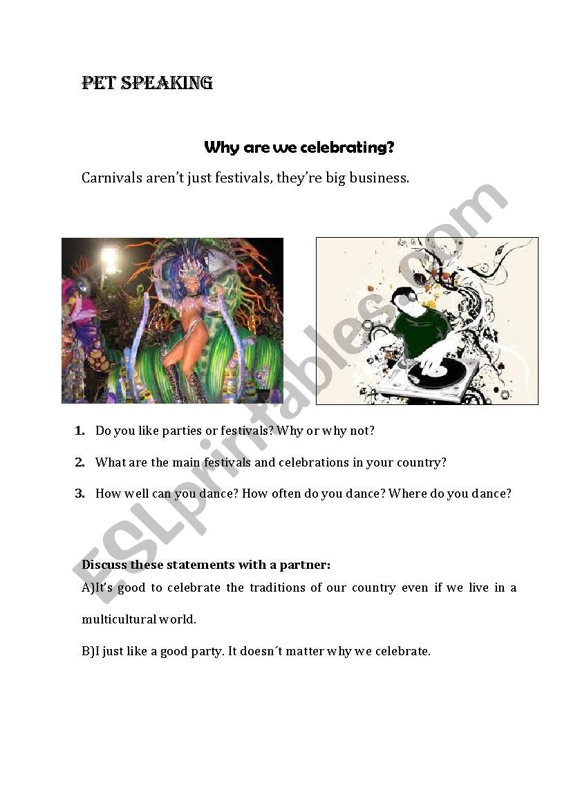 PET SPEAKING worksheet
