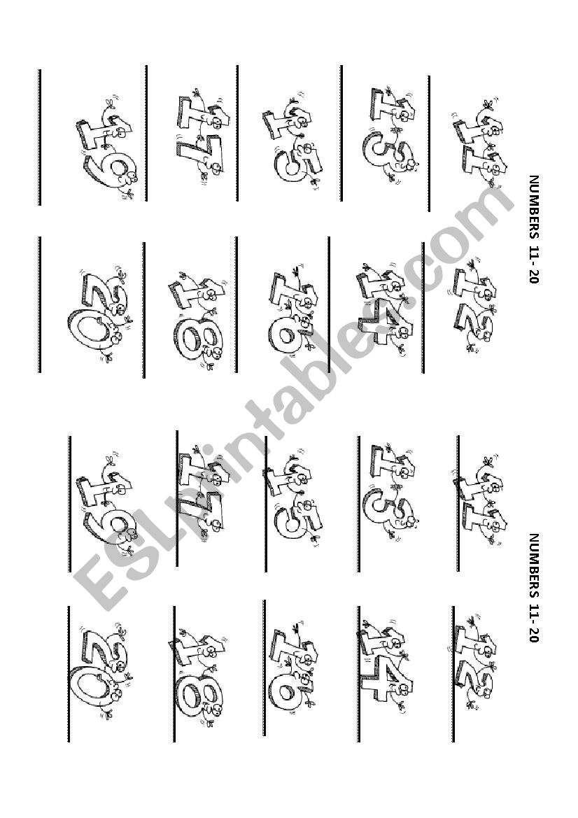 numbers 11- 20 test worksheet