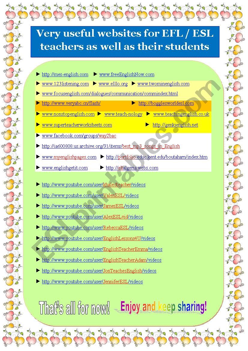 Timesaver part-II : Useful websites for EFL/ ESL teachers as well as their students!